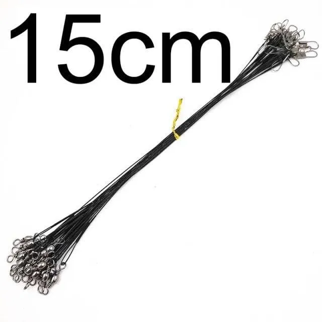 20 pcs Anti Bite Steel Fishing Line Steel Wire Leader With Swivel Fishing Accessory Lead Core Leash Fishing Wire 15CM to 25CM