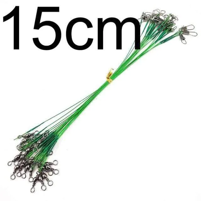 20 pcs Anti Bite Steel Fishing Line Steel Wire Leader With Swivel Fishing Accessory Lead Core Leash Fishing Wire 15CM to 25CM