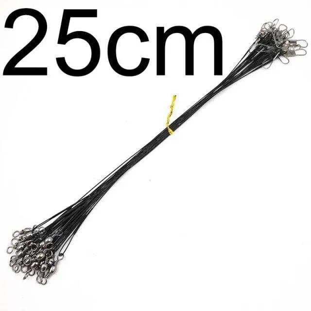 20 pcs Anti Bite Steel Fishing Line Steel Wire Leader With Swivel Fishing Accessory Lead Core Leash Fishing Wire 15CM to 25CM