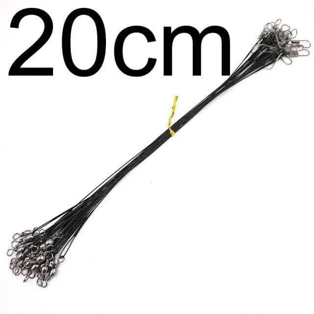 20 pcs Anti Bite Steel Fishing Line Steel Wire Leader With Swivel Fishing Accessory Lead Core Leash Fishing Wire 15CM to 25CM