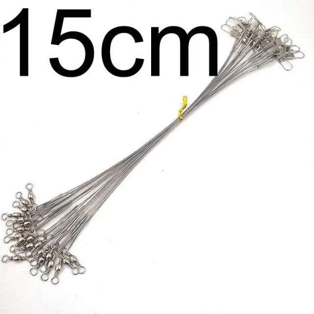 20 pcs Anti Bite Steel Fishing Line Steel Wire Leader With Swivel Fishing Accessory Lead Core Leash Fishing Wire 15CM to 25CM