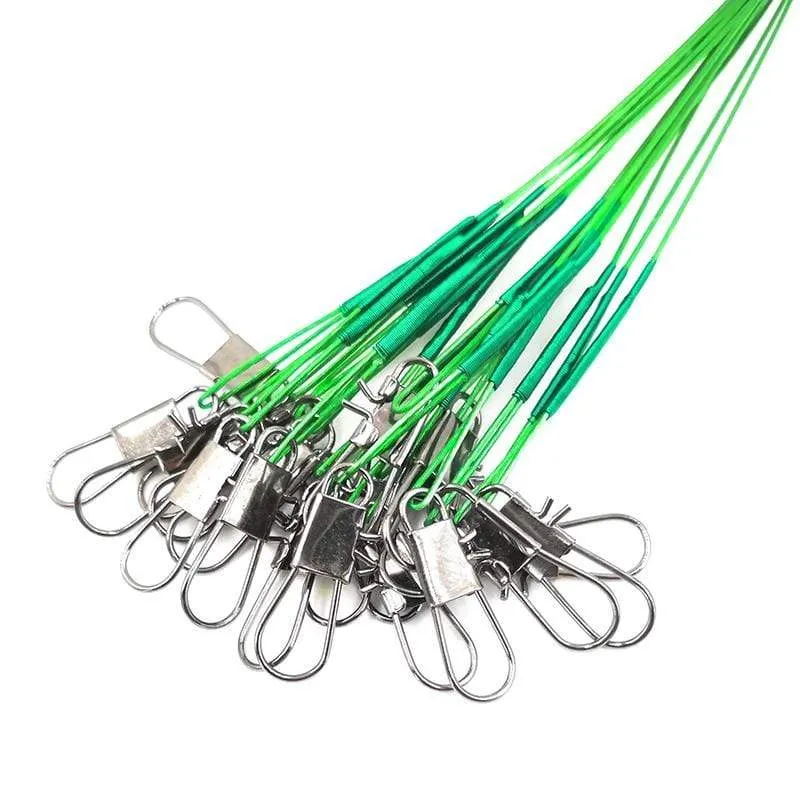 20 pcs Anti Bite Steel Fishing Line Steel Wire Leader With Swivel Fishing Accessory Lead Core Leash Fishing Wire 15CM to 25CM