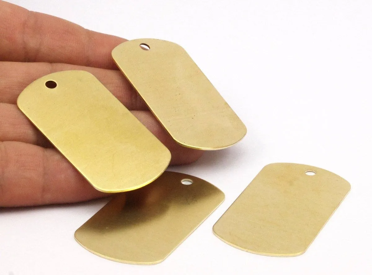 6 Raw Brass Military Tags (50x28x0.80mm) Mt7