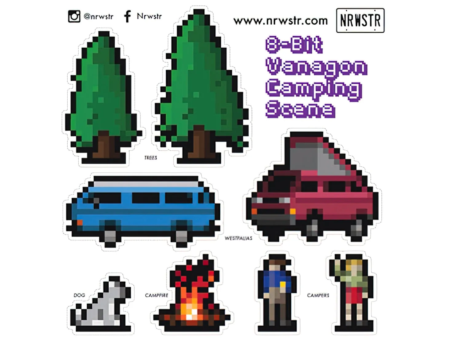 8-Bit Camping Sticker