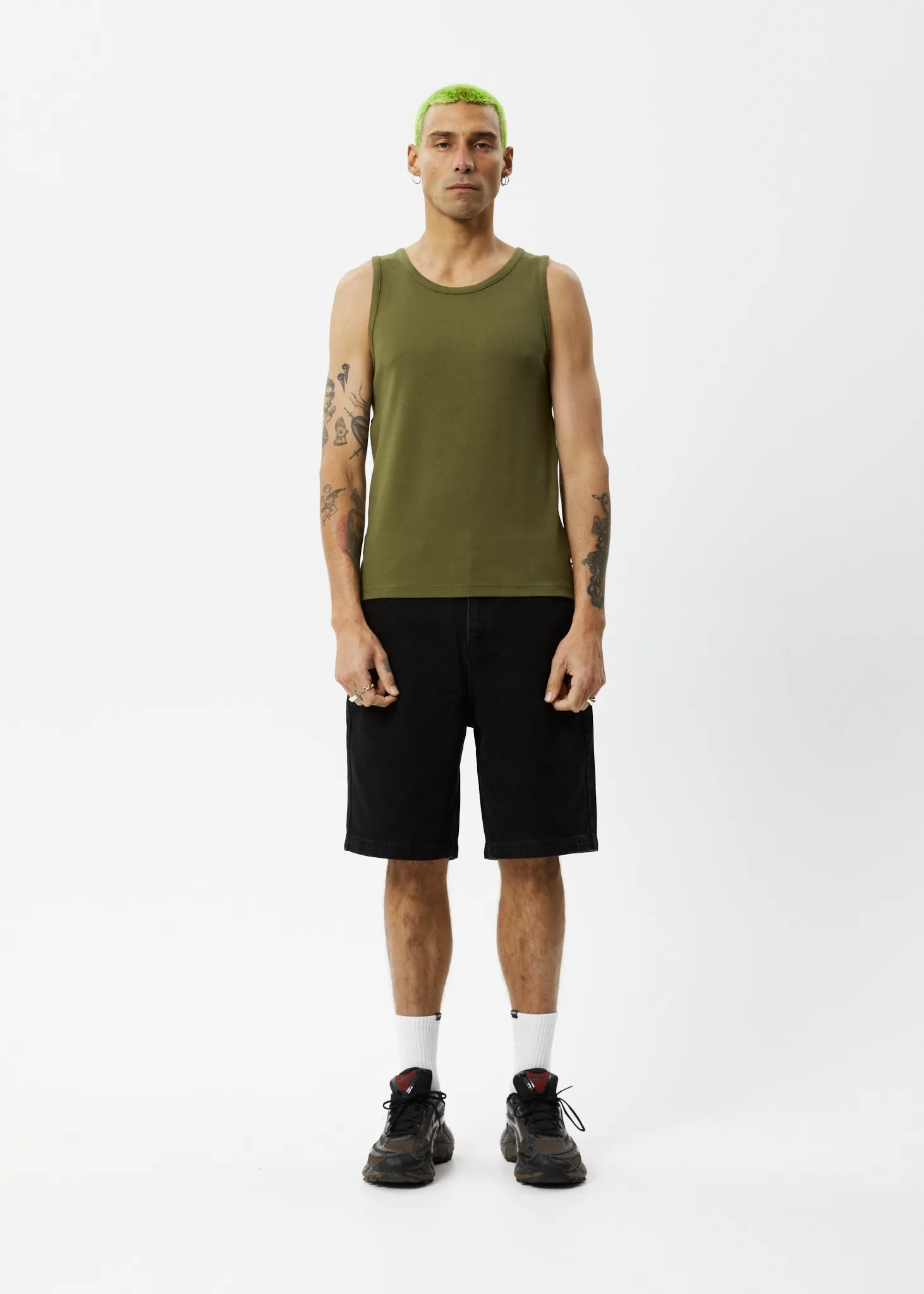 AFENDS Mens Paramount - Ribbed Singlet - Military