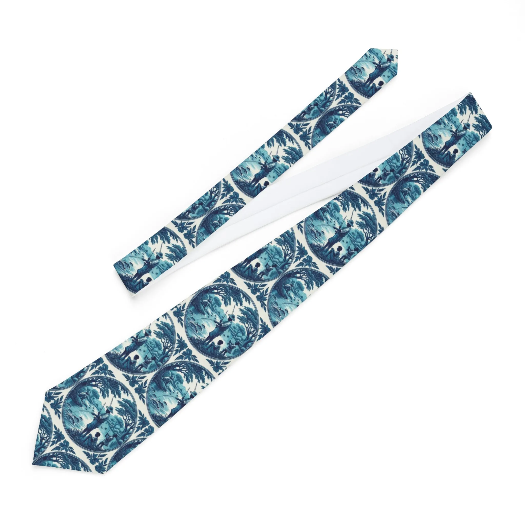 African American Fishing Family Blue Necktie