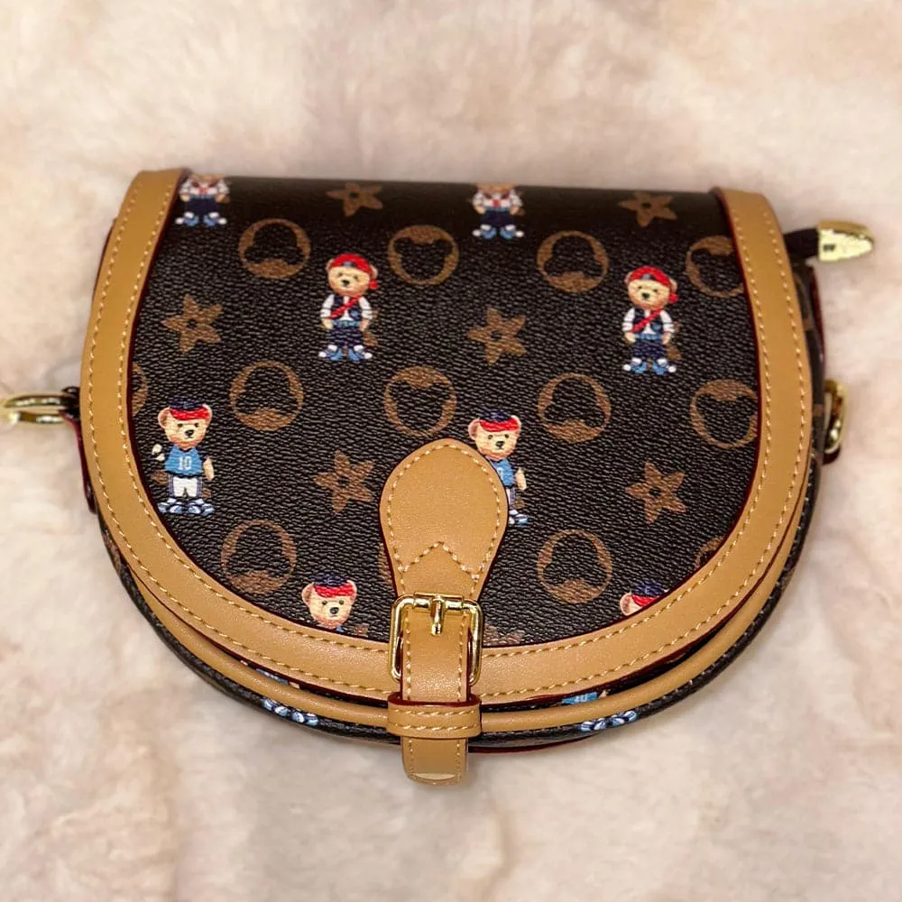 AG Collective Fashionable Mini Buckle Shoulder Bag Cute Bear Crossbody Bag for Women