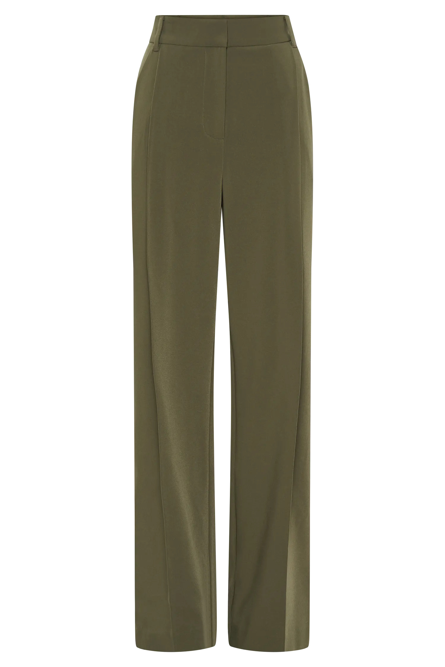 Amelie Suiting Straight Leg Pants - Military Olive