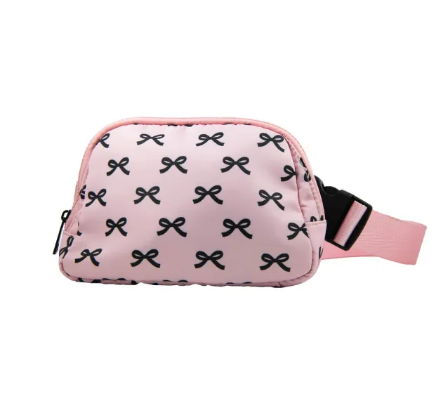 Black & Pink Mini Bows Belt Bag