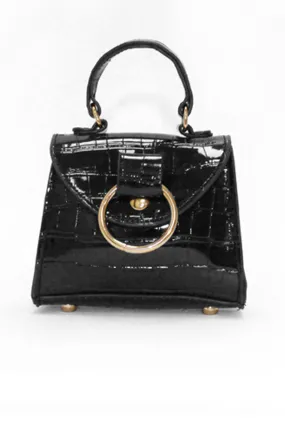 Black Croc Mirco Mini Bag