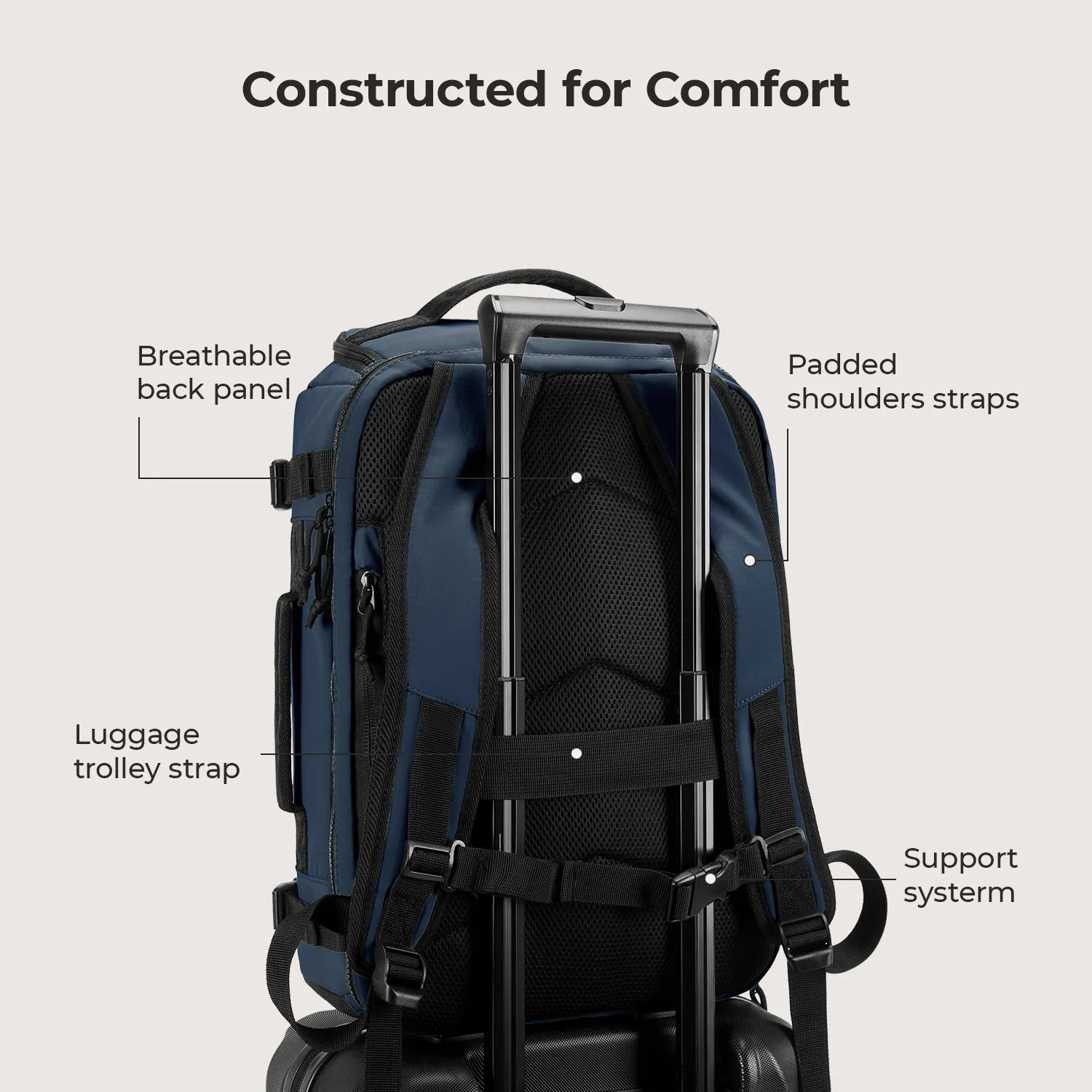 Ultra-Durable Quick Access 28L-38L Carry-On Travel Backpack with Adjustable Size - Perfect for On-the-Go Lifestyle