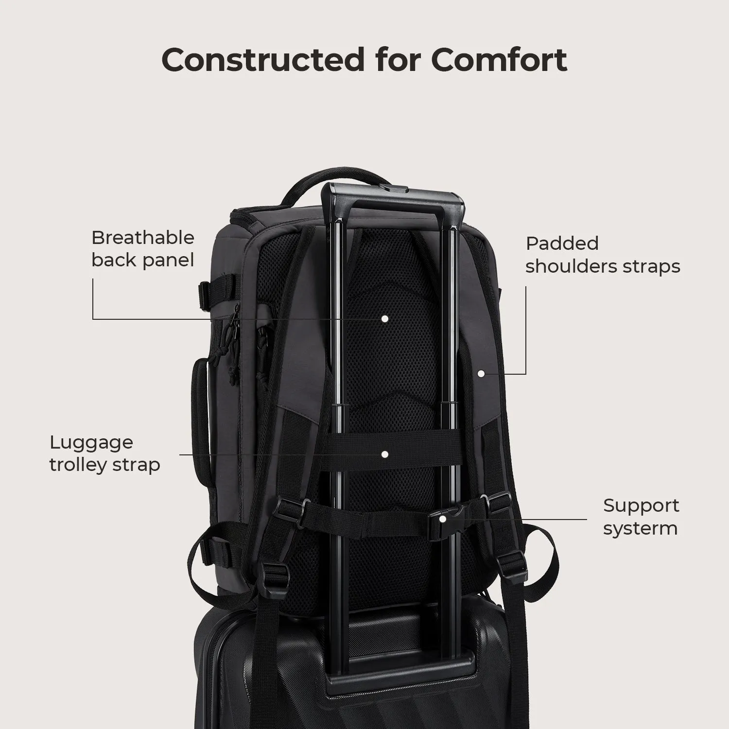 Ultra-Durable Quick Access 28L-38L Carry-On Travel Backpack with Adjustable Size - Perfect for On-the-Go Lifestyle