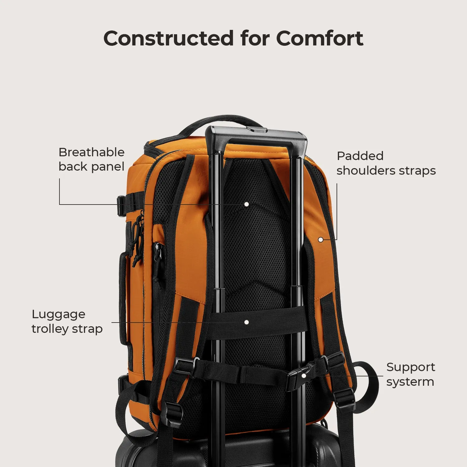 Ultra-Durable Quick Access 28L-38L Carry-On Travel Backpack with Adjustable Size - Perfect for On-the-Go Lifestyle