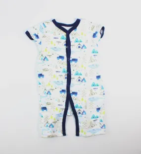 BLOOMIN BABY BLUE CAMPING SLEEPER 6-9M EUC