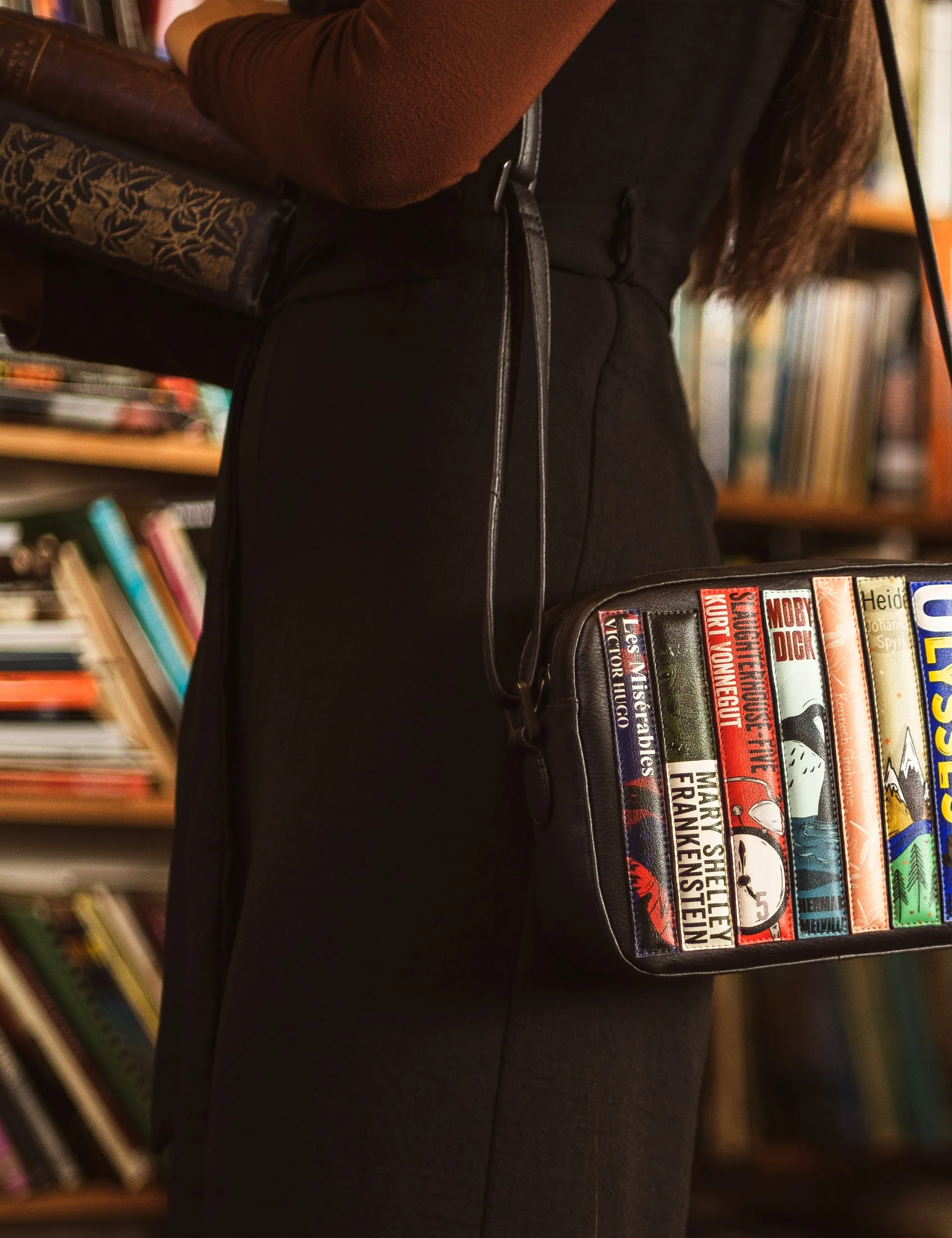 Bookworm Black Vegan Leather Camera Bag