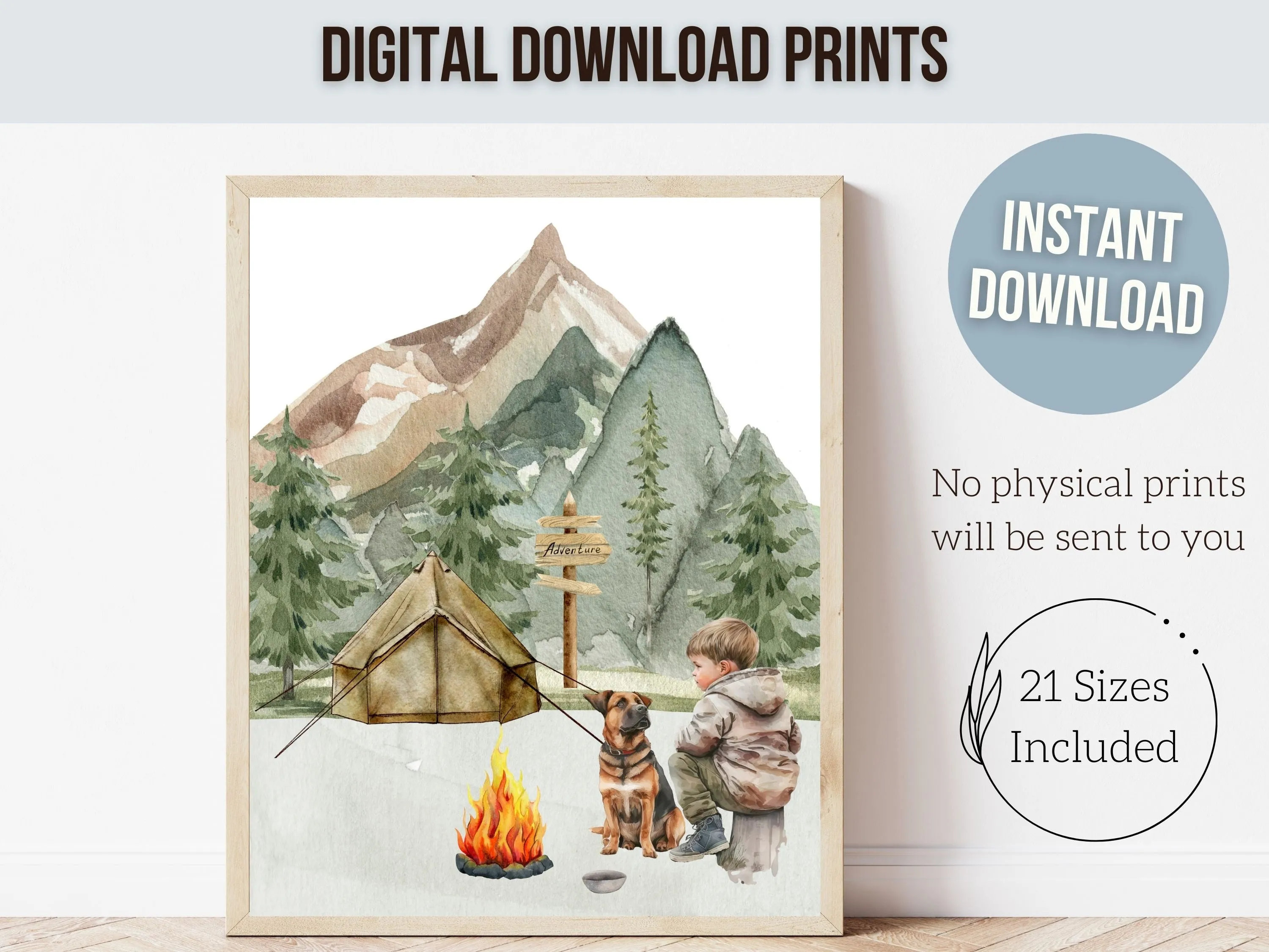 Boy And His Dog Camping Nursery Prints