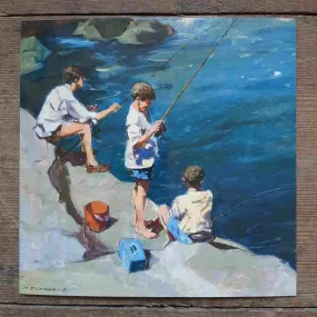 Boys Fishing - Greeting Card