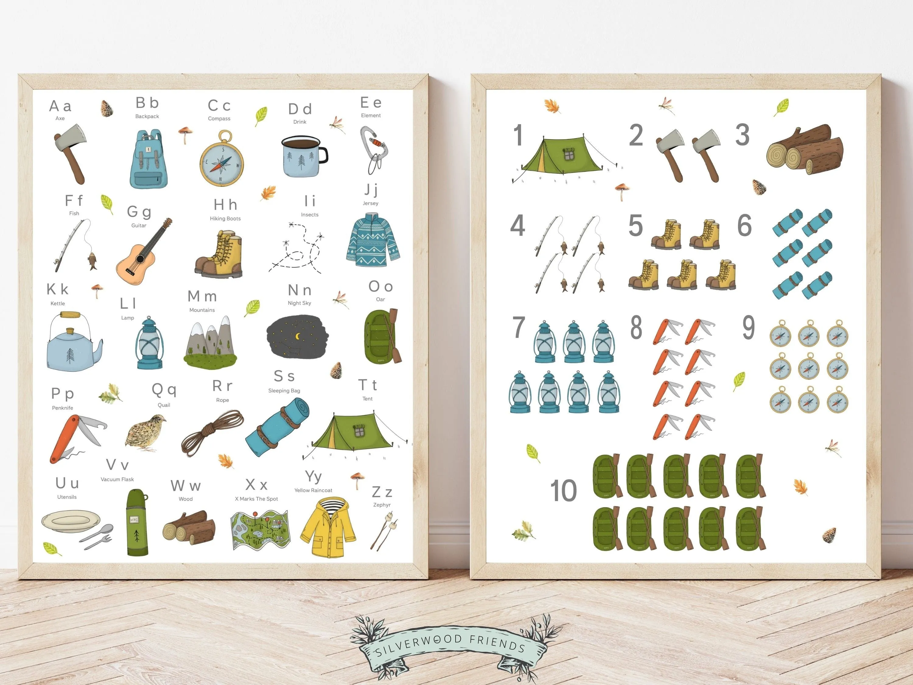 Camping Alphabet and Numbers Prints