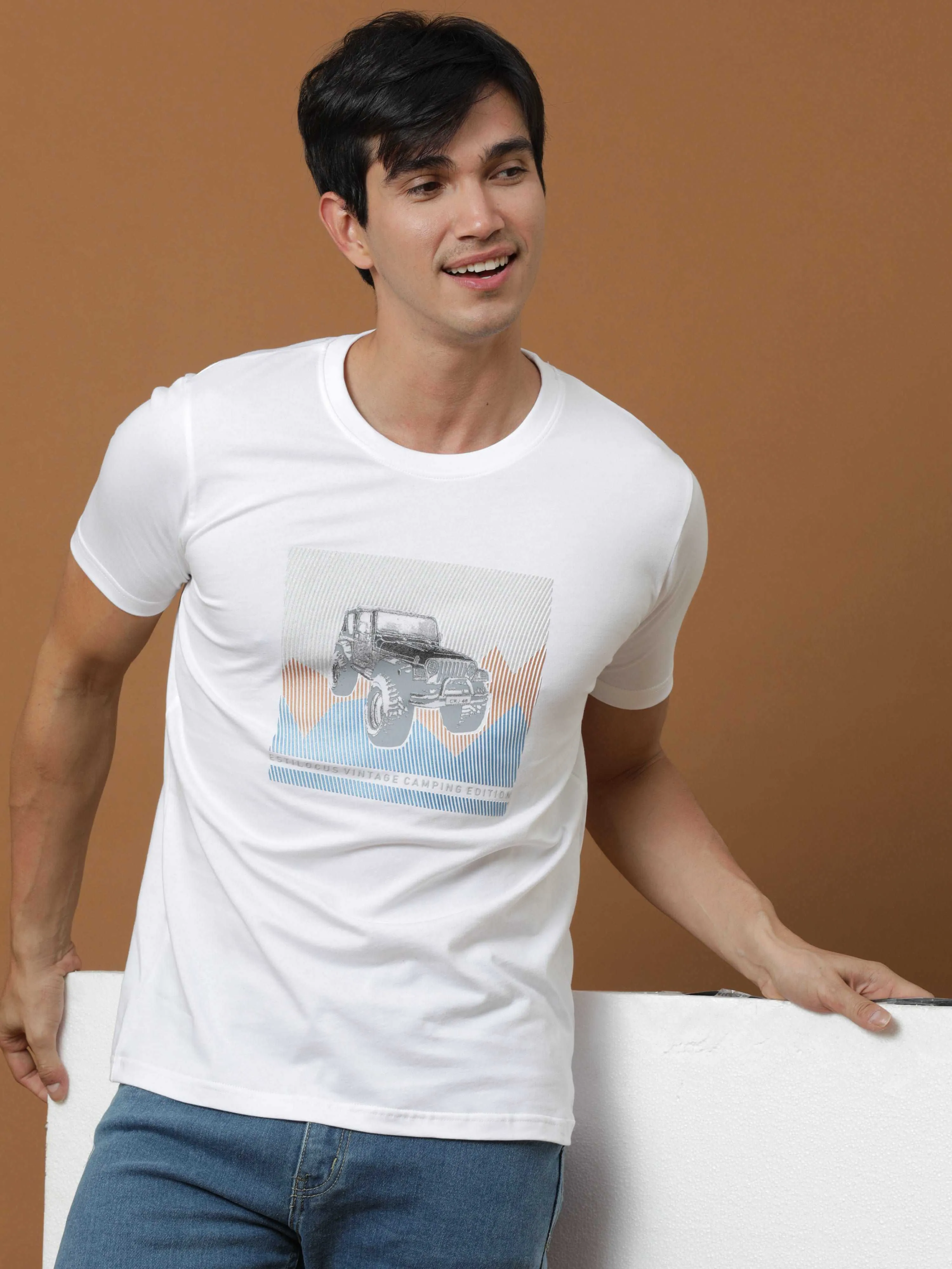 White Camping Edition T-Shirt with Print