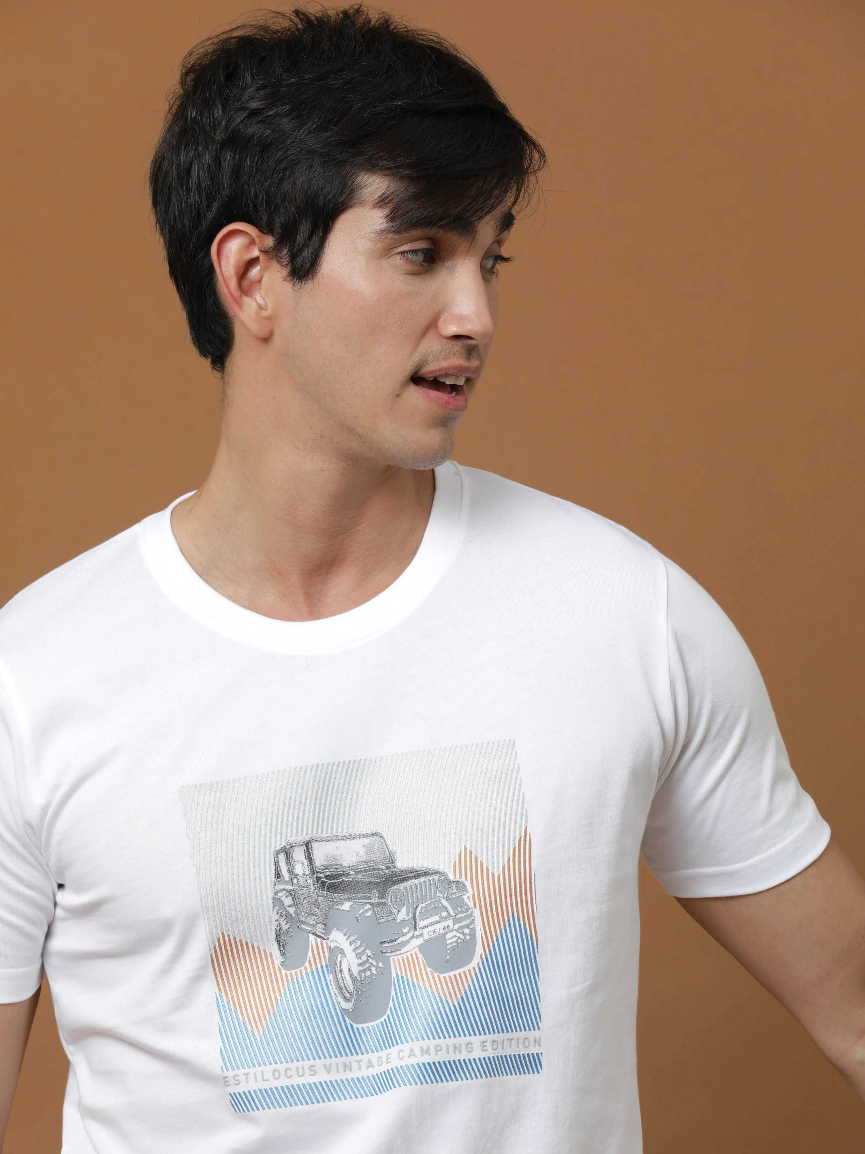 White Camping Edition T-Shirt with Print