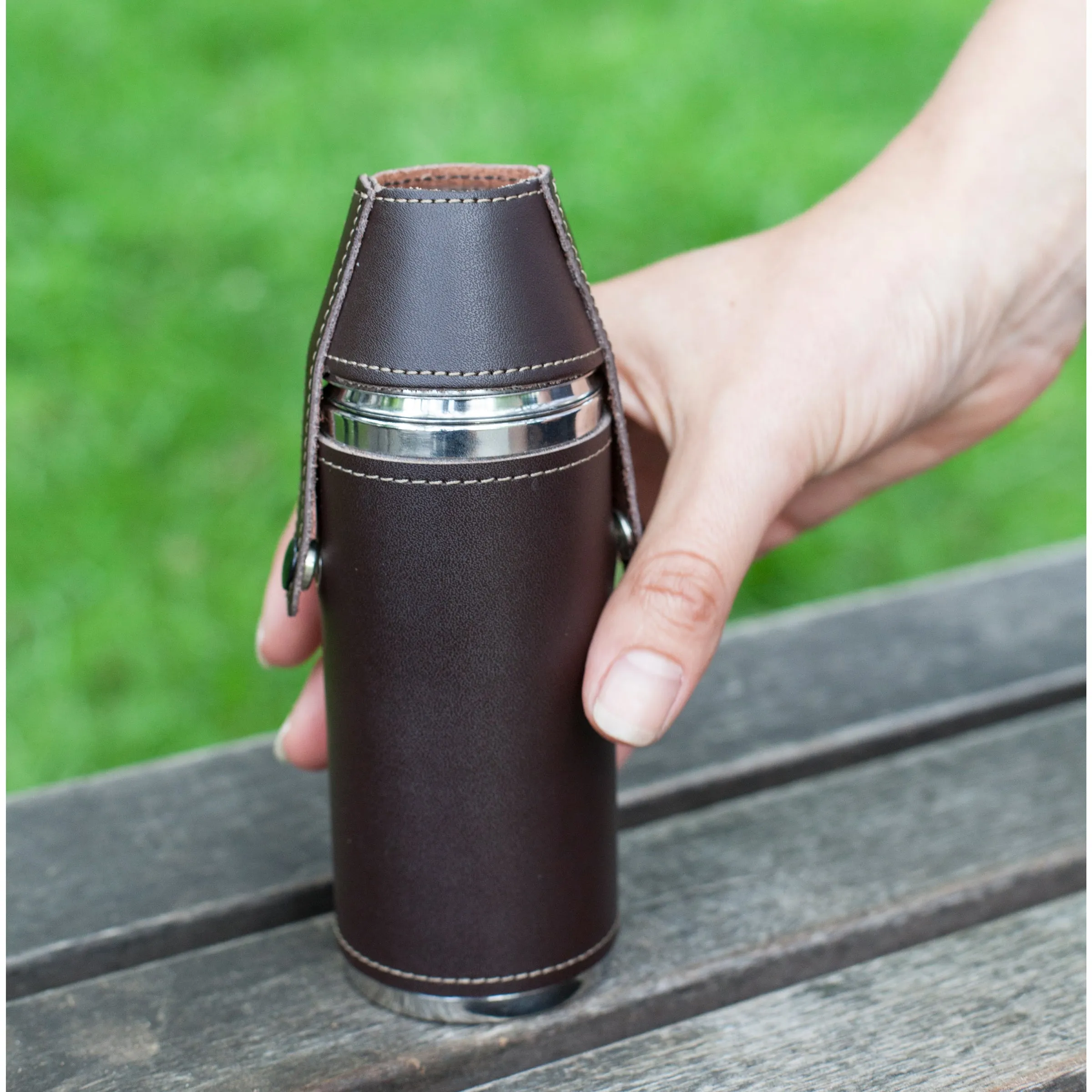 Camping Leather Flask Set