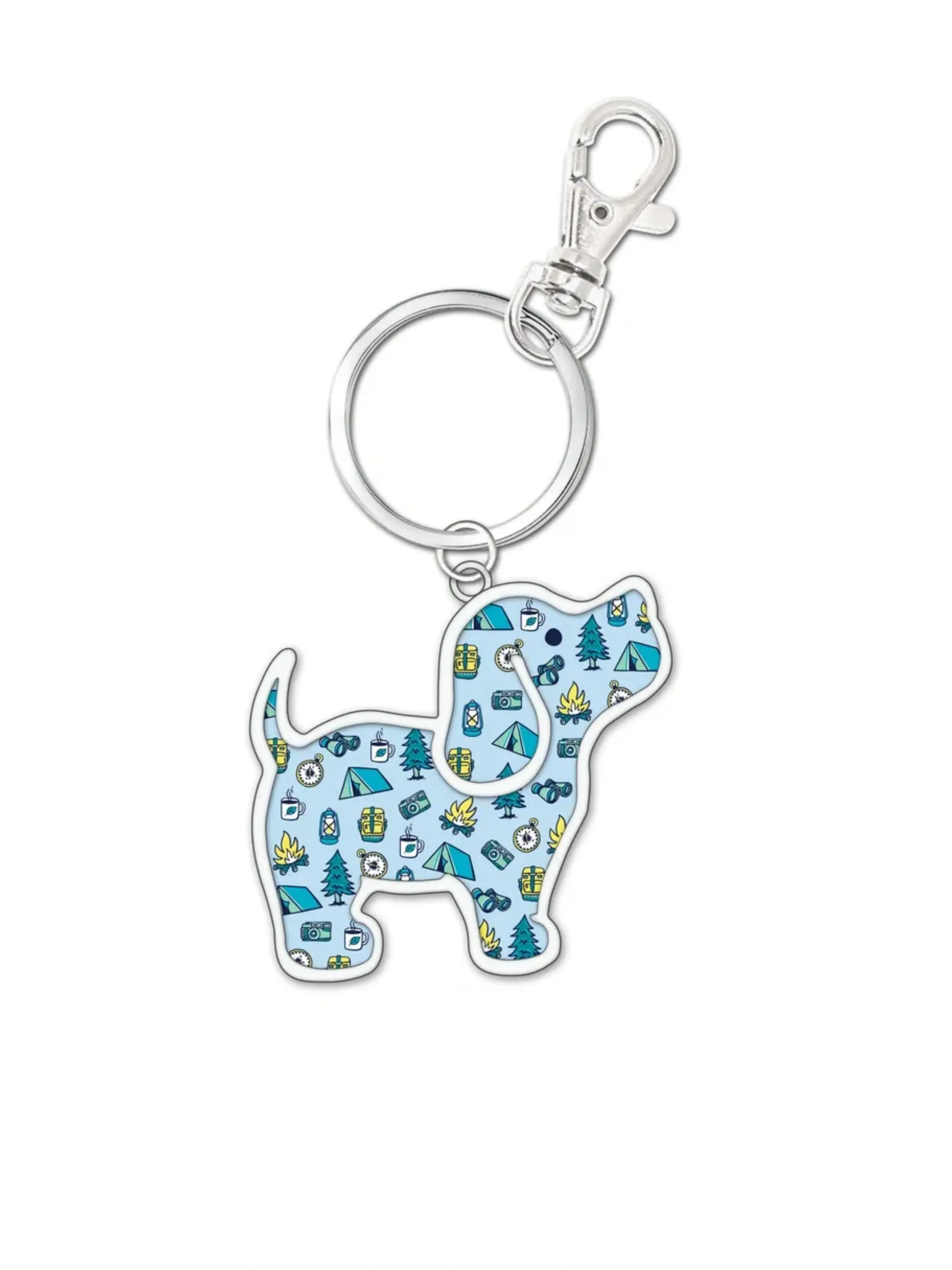 CAMPING PATTERN PUP KEY RING