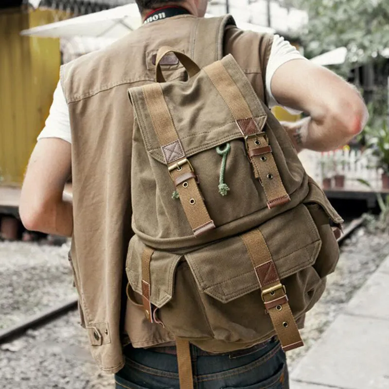 Canvas DSLR Camera Backpack Canvas Travel Backpack Casual Laptop Backpack