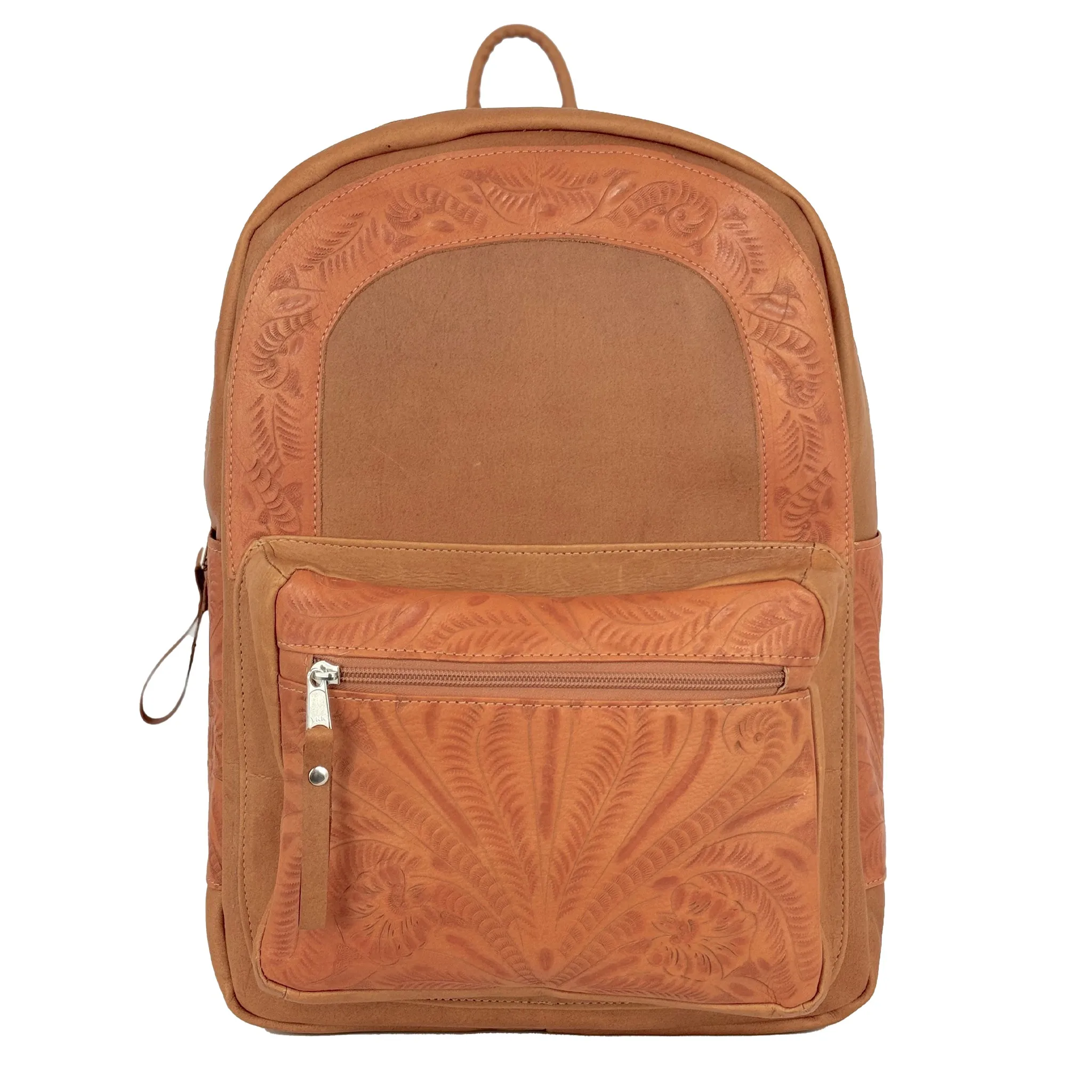 Classic Travel Backpack with Tooled Leather Trim