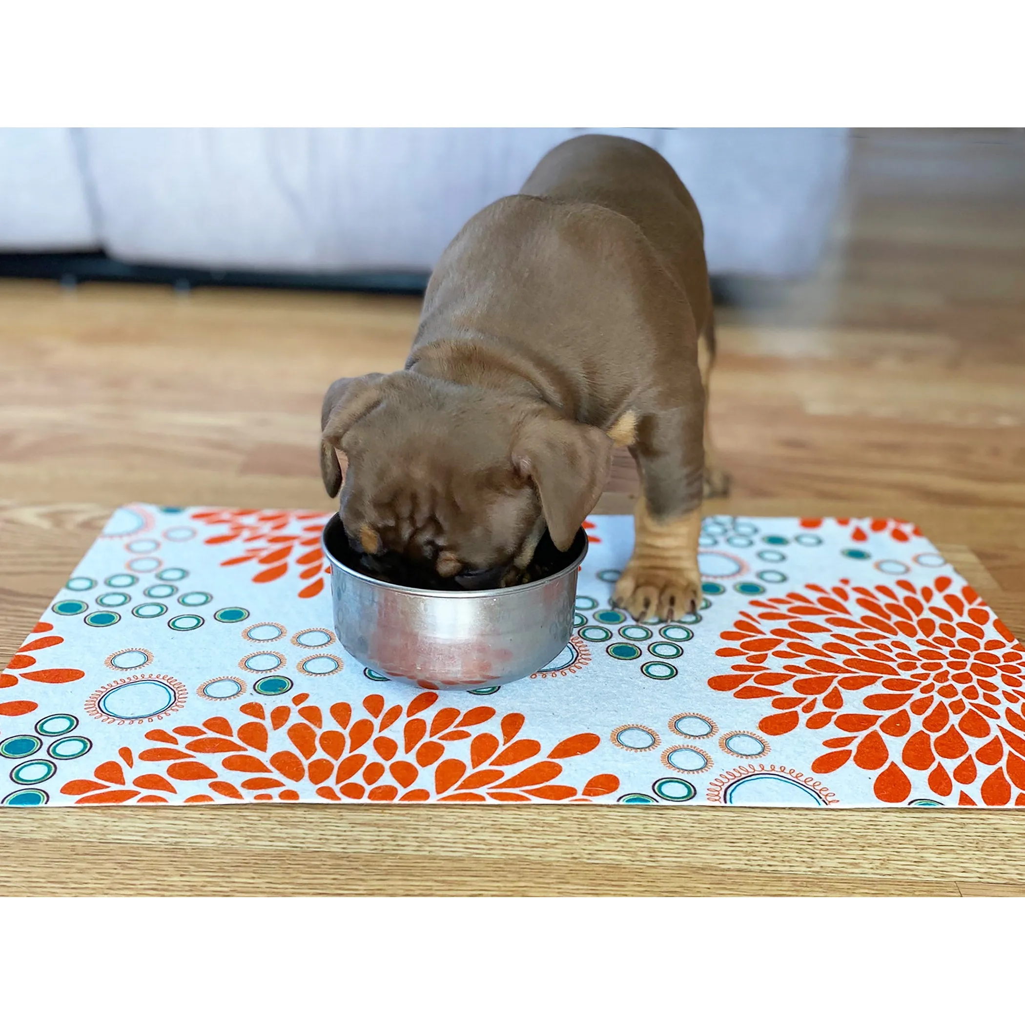 Drymate Pet Placemat, Orange/Turquoise