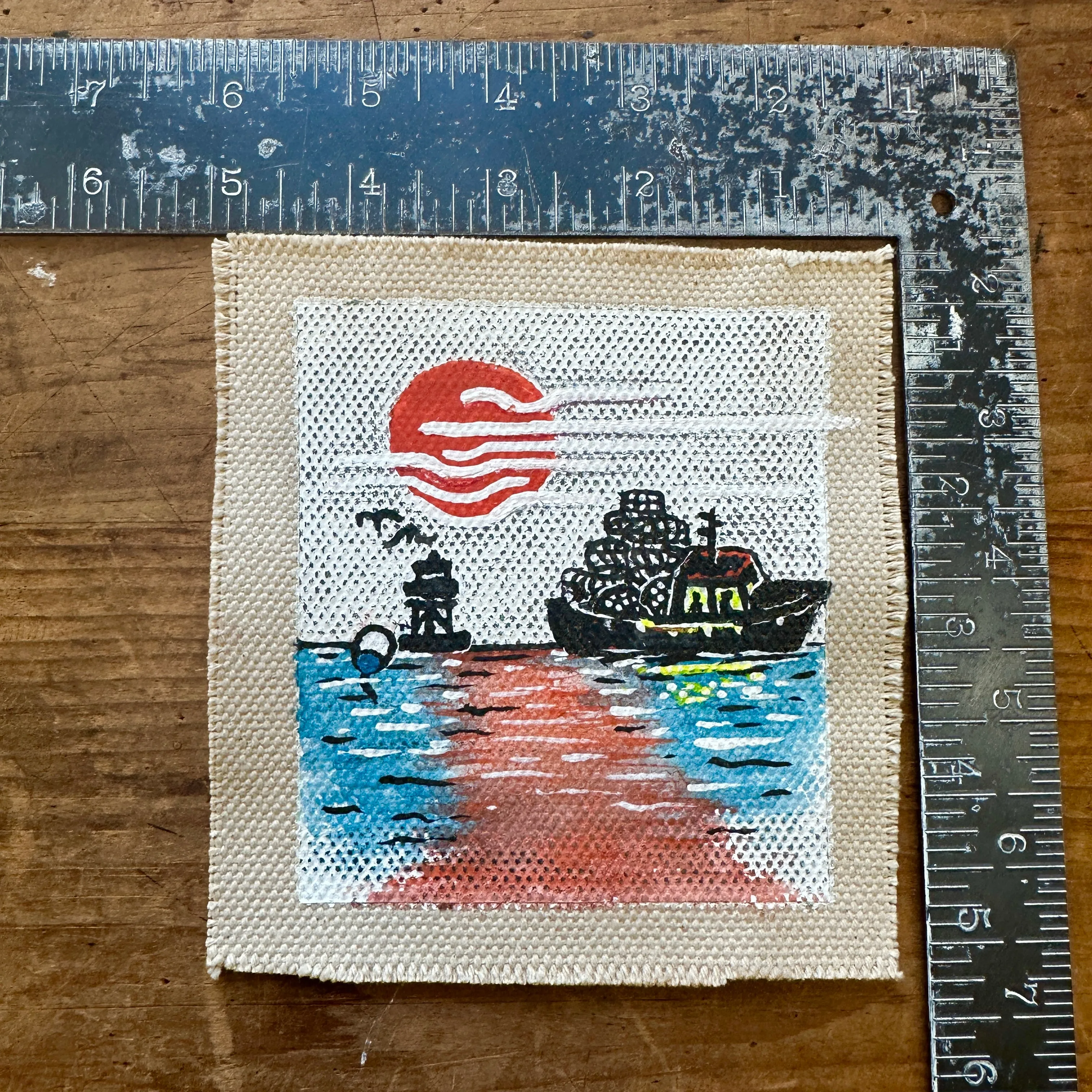 Fishing boat canvas painting