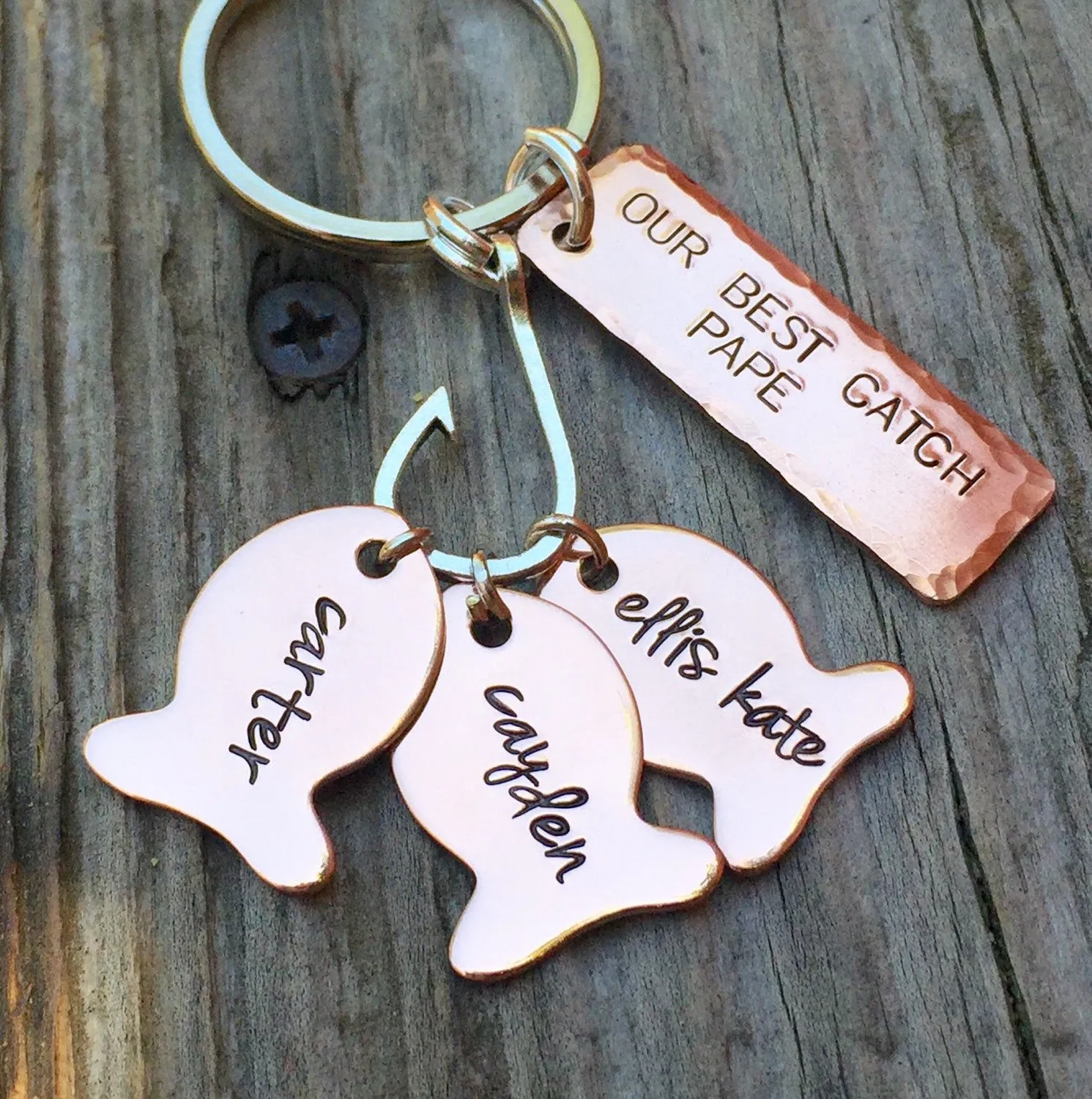 Fishing Keychain, Our Best Pape, Fishing Gifts, Personalized Fishing Keychain, Our Best Catch Dad,  natashaaloha