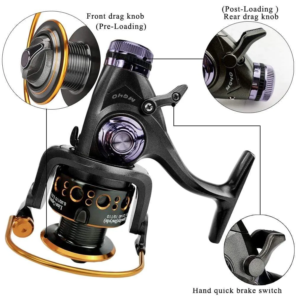 Fishing Reel Carp Spinning Reel Front and Rear Brake System Metal Spool Fishing Reels Tools Accessories