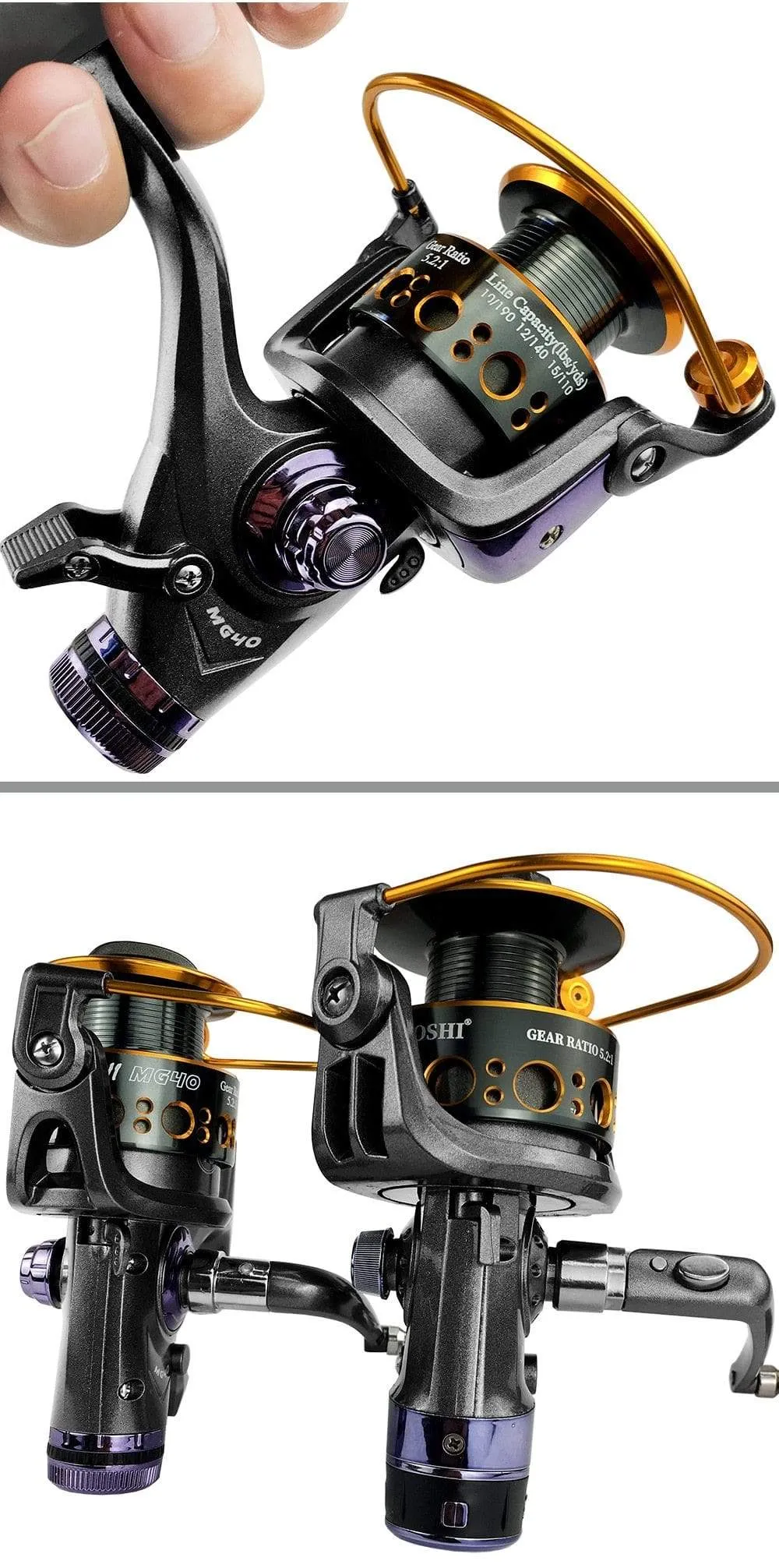 Fishing Reel Carp Spinning Reel Front and Rear Brake System Metal Spool Fishing Reels Tools Accessories