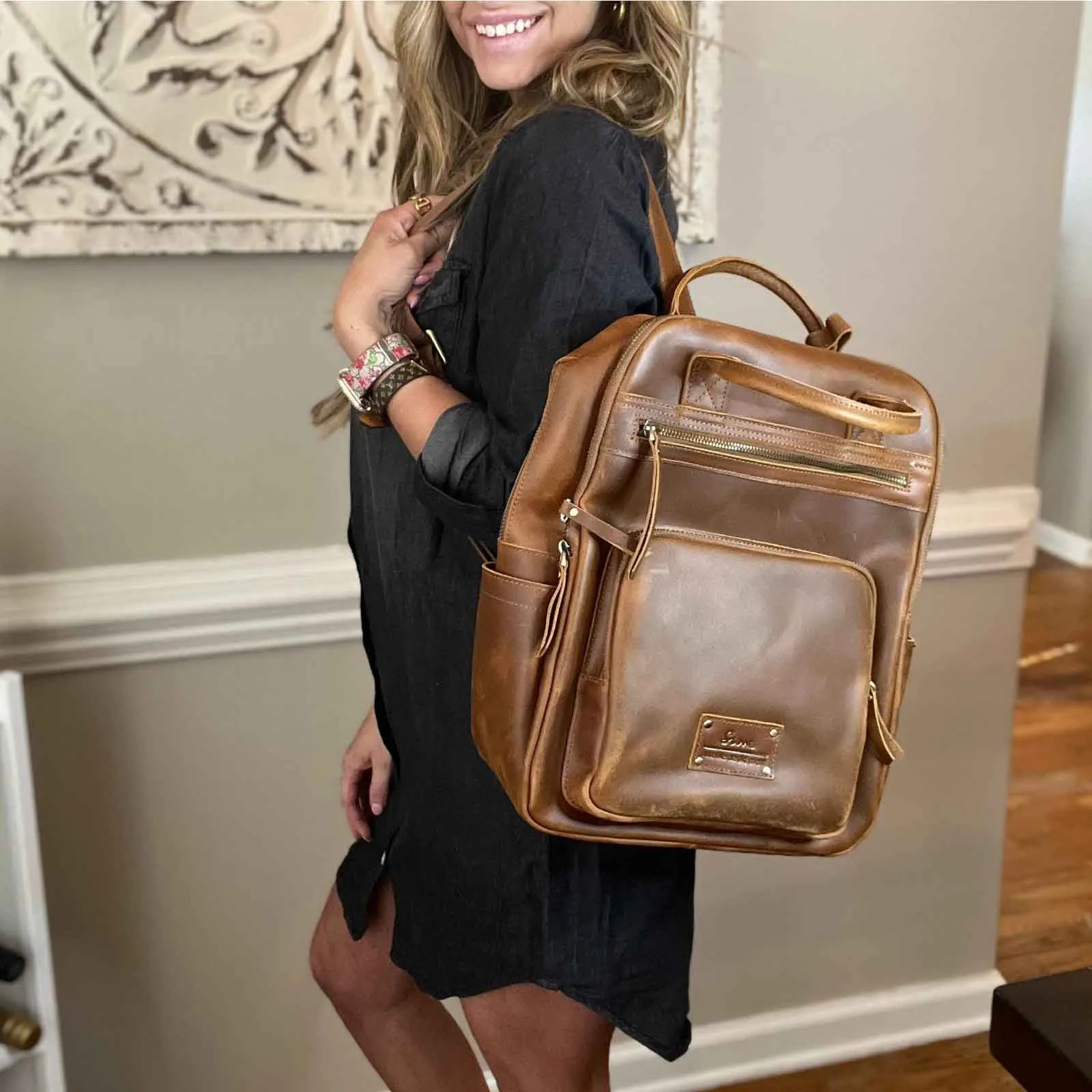 Genuine Leather Travel School Backpack