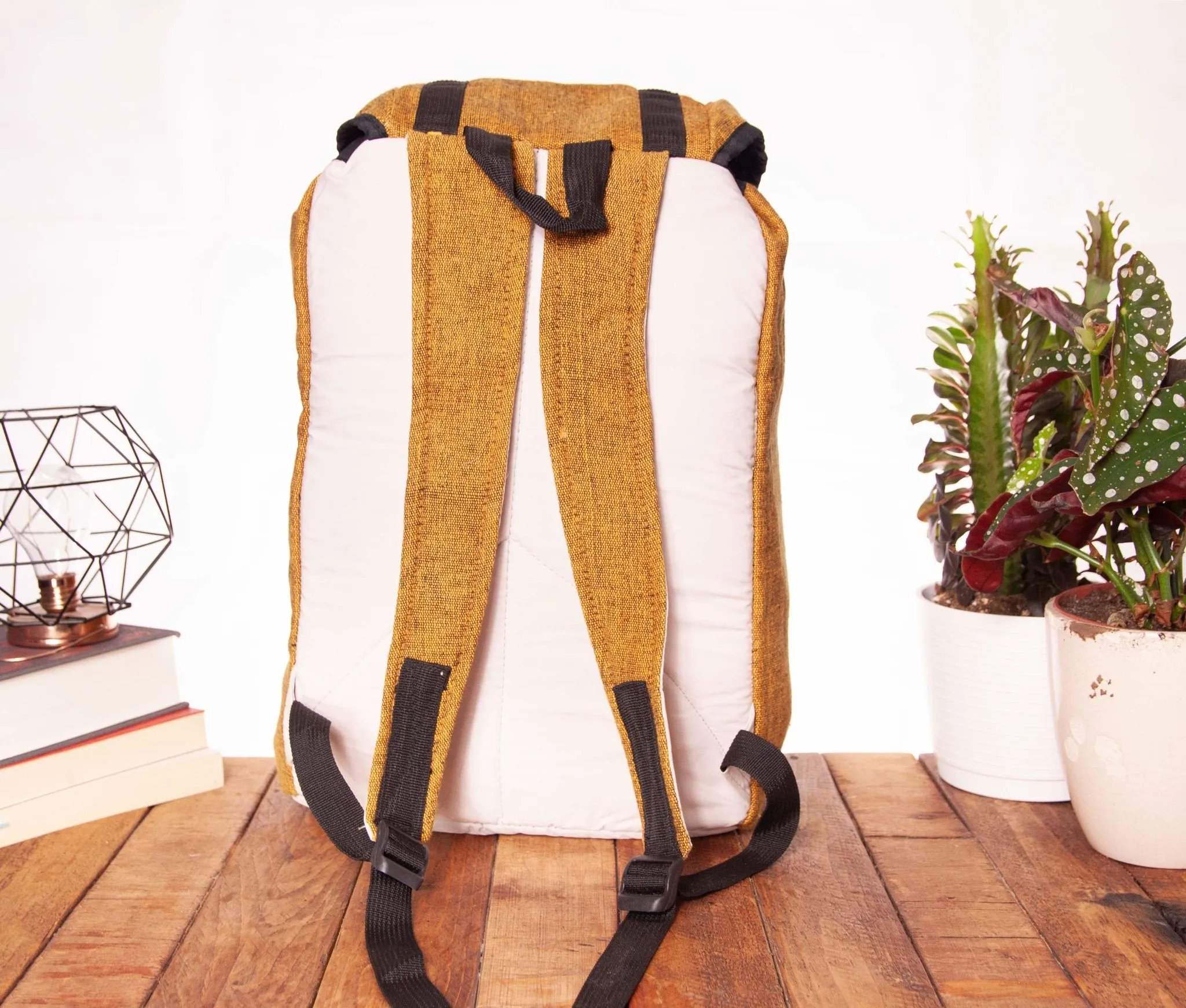 Handmade Hemp Travel Backpack || Sustainable Vegan Line || Mustard