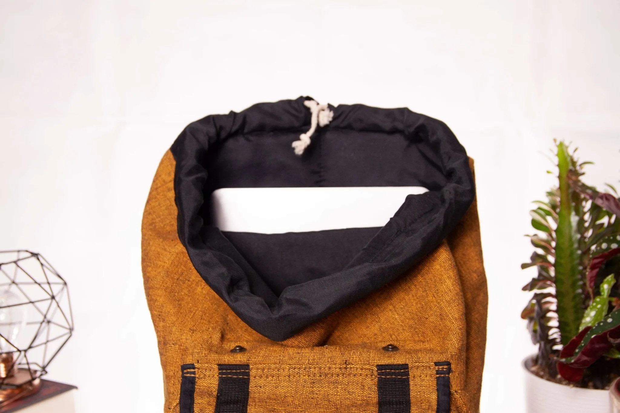 Handmade Hemp Travel Backpack || Sustainable Vegan Line || Mustard