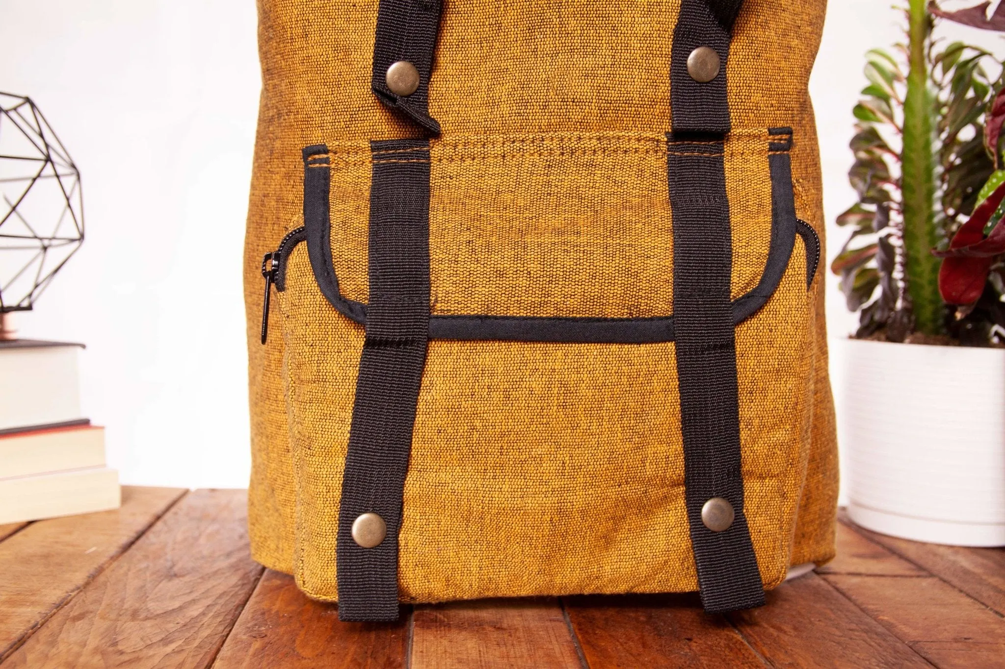 Handmade Hemp Travel Backpack || Sustainable Vegan Line || Mustard