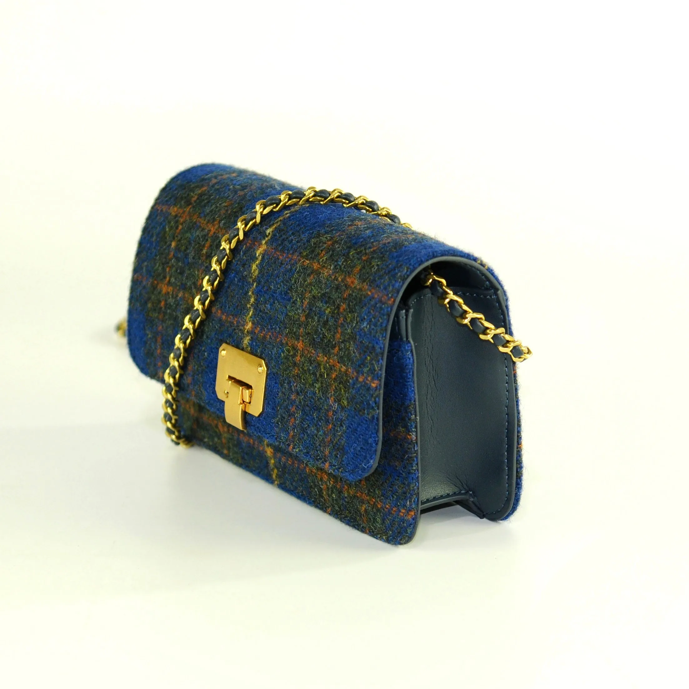 Harris Tweed Wool Handcrafted Bag,Scottish Tartan Mini Bag-i7bags