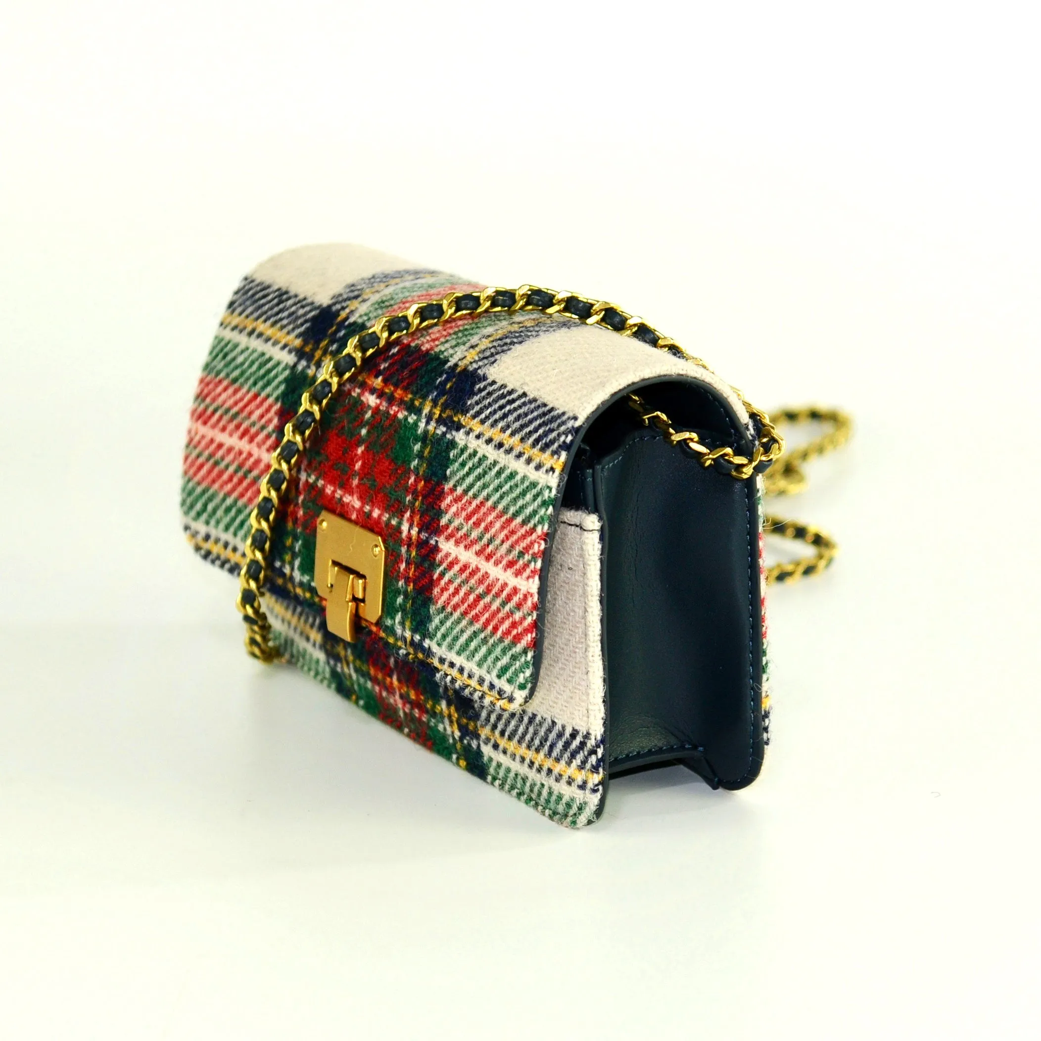 Harris Tweed Wool Handcrafted Bag,Scottish Tartan Mini Bag-i7bags