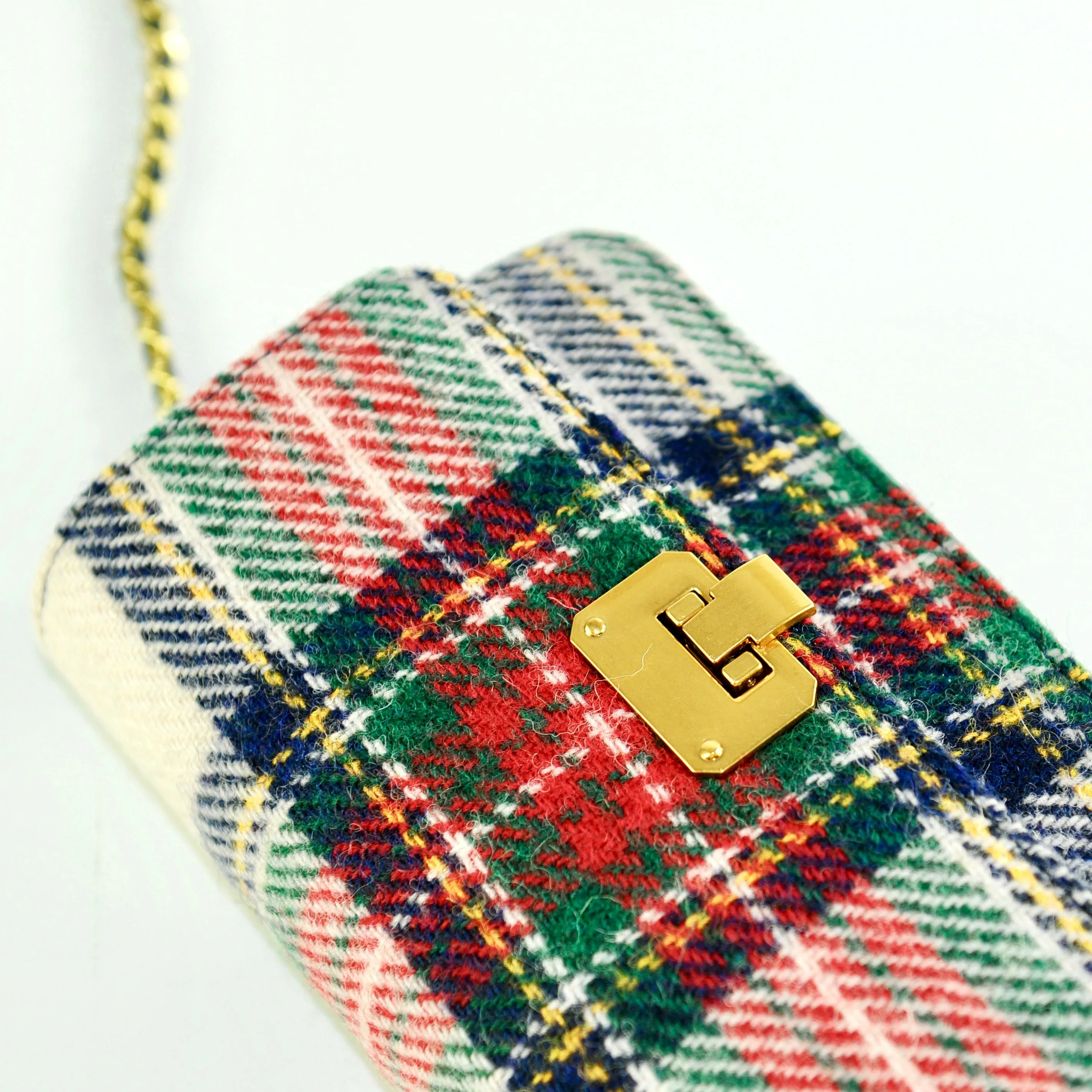 Harris Tweed Wool Handcrafted Bag,Scottish Tartan Mini Bag-i7bags