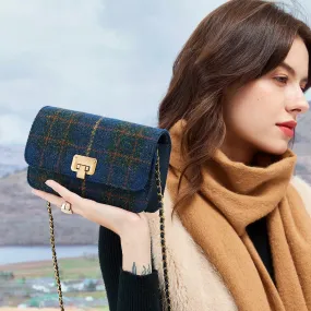 Harris Tweed Wool Handcrafted Bag,Scottish Tartan Mini Bag-i7bags