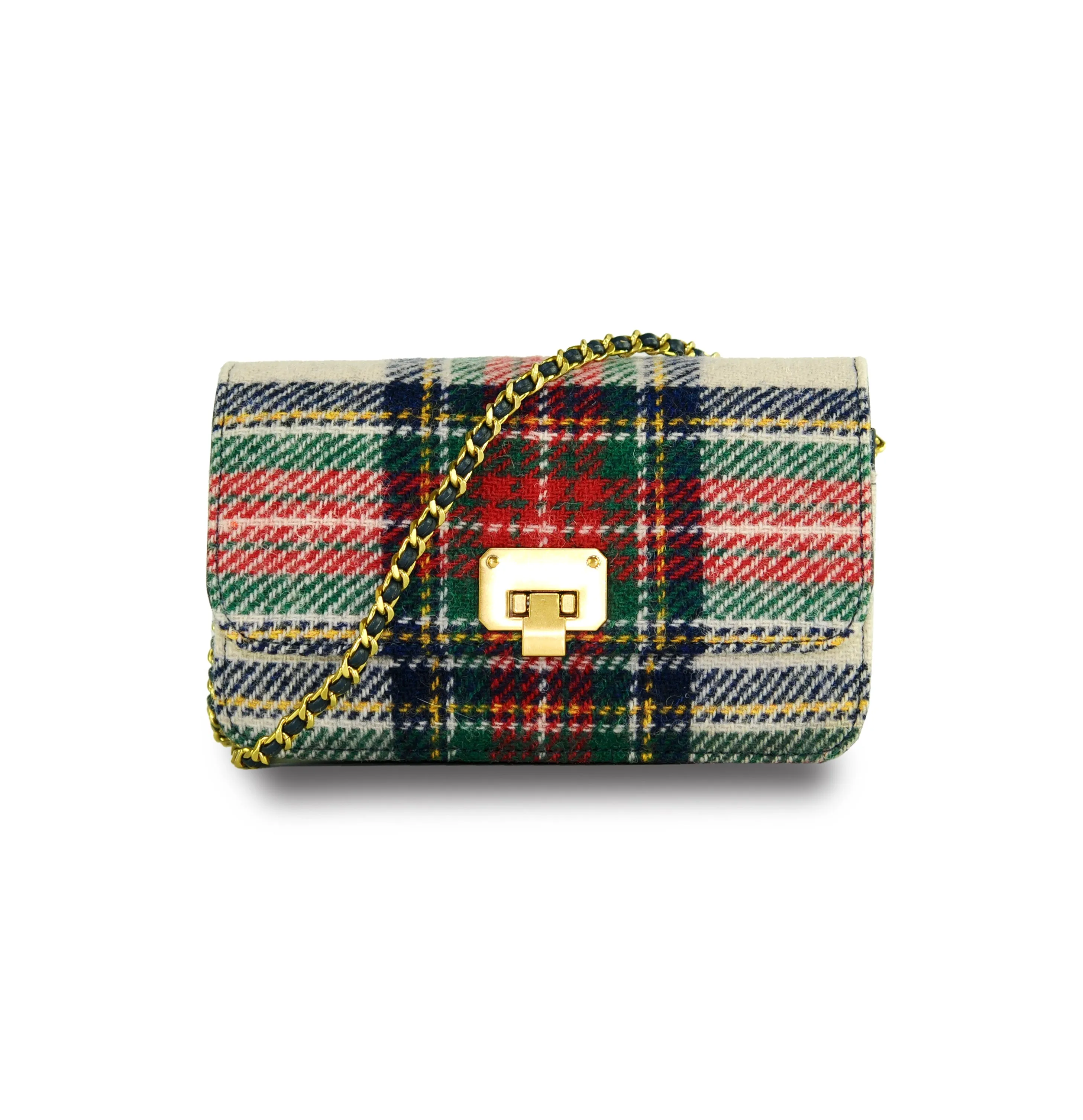 Harris Tweed Wool Handcrafted Bag,Scottish Tartan Mini Bag-i7bags