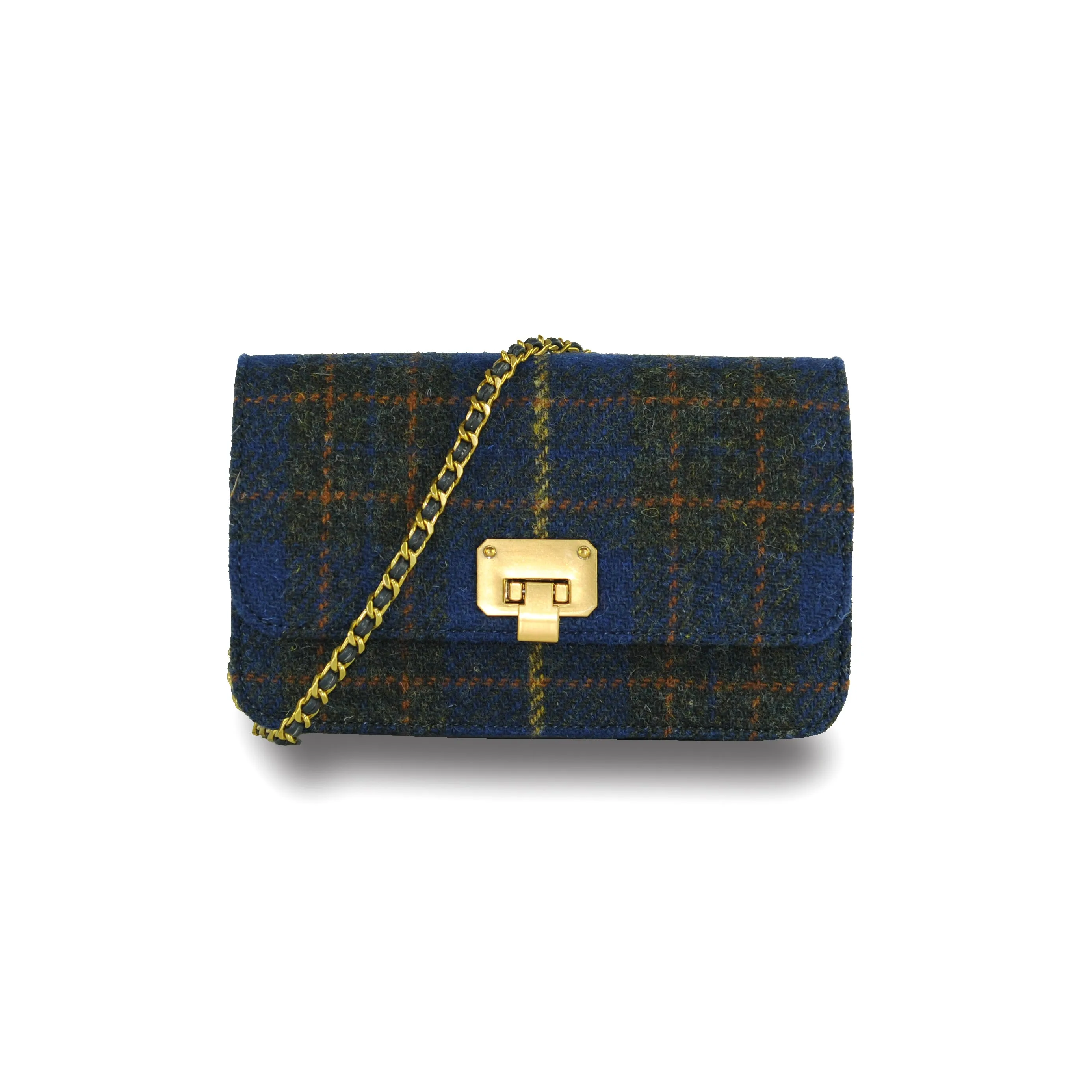 Harris Tweed Wool Handcrafted Bag,Scottish Tartan Mini Bag-i7bags