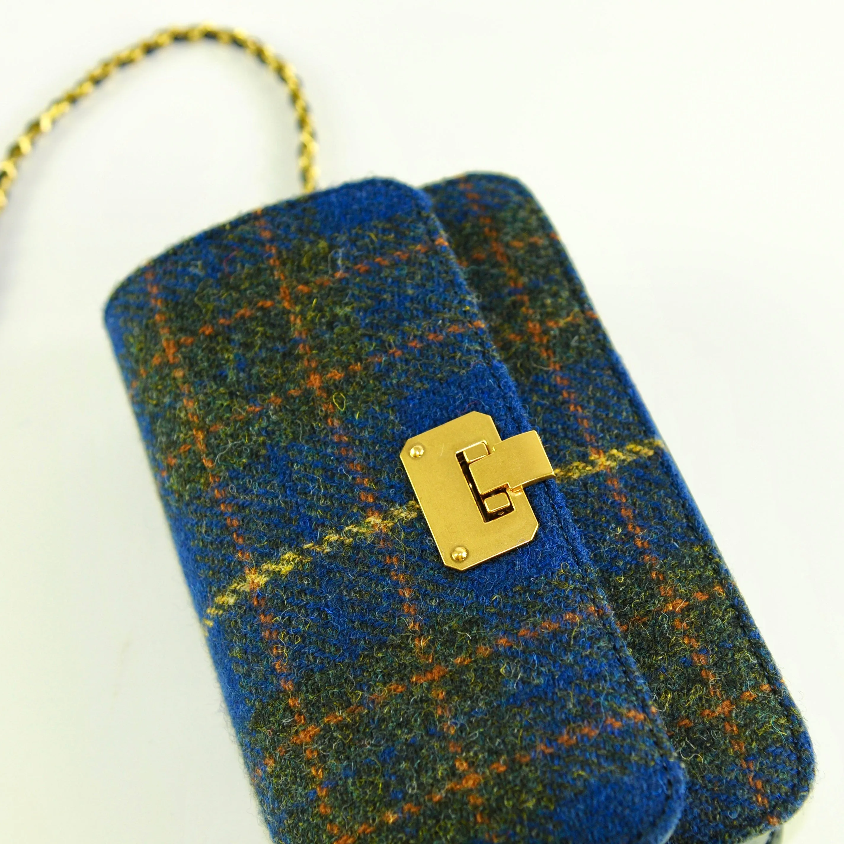 Harris Tweed Wool Handcrafted Bag,Scottish Tartan Mini Bag-i7bags