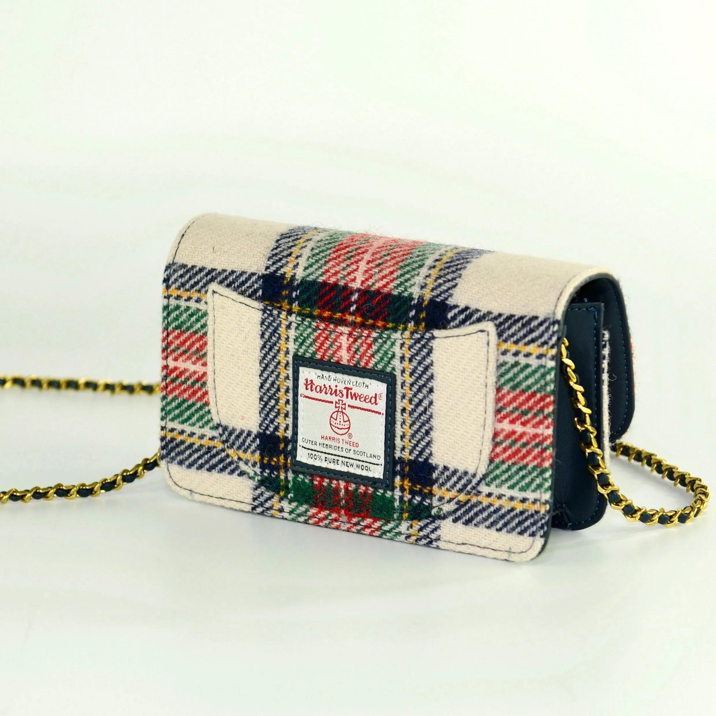 Harris Tweed Wool Handcrafted Bag,Scottish Tartan Mini Bag-i7bags