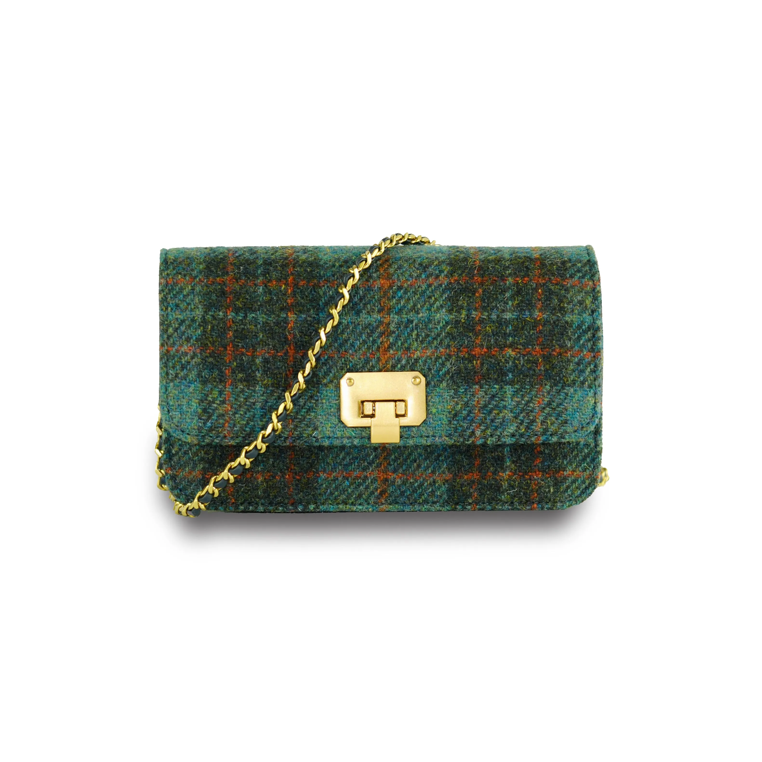 Harris Tweed Wool Handcrafted Bag,Scottish Tartan Mini Bag-i7bags