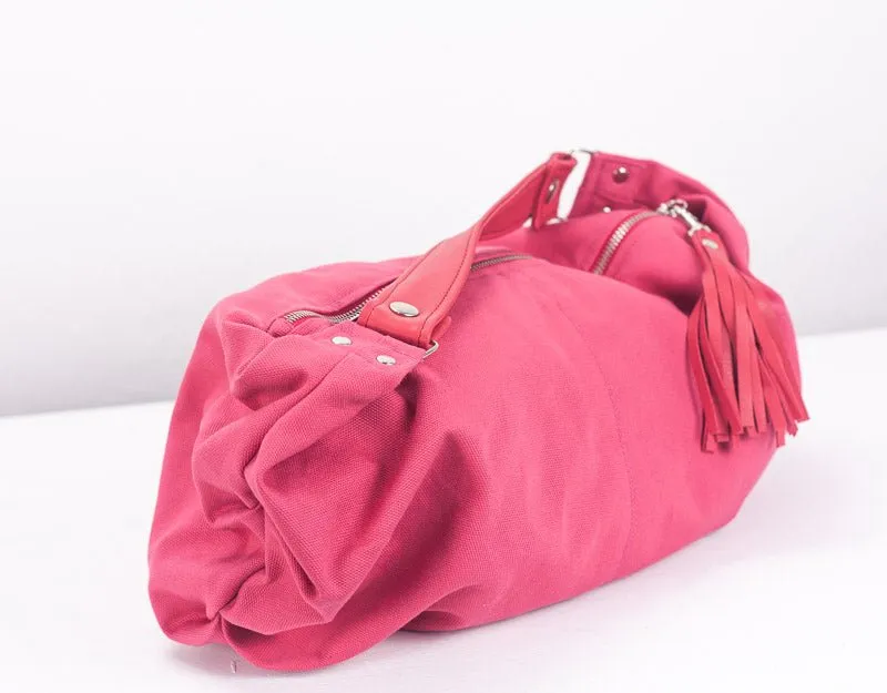 Kallia mini bag - Pink canvas and leather