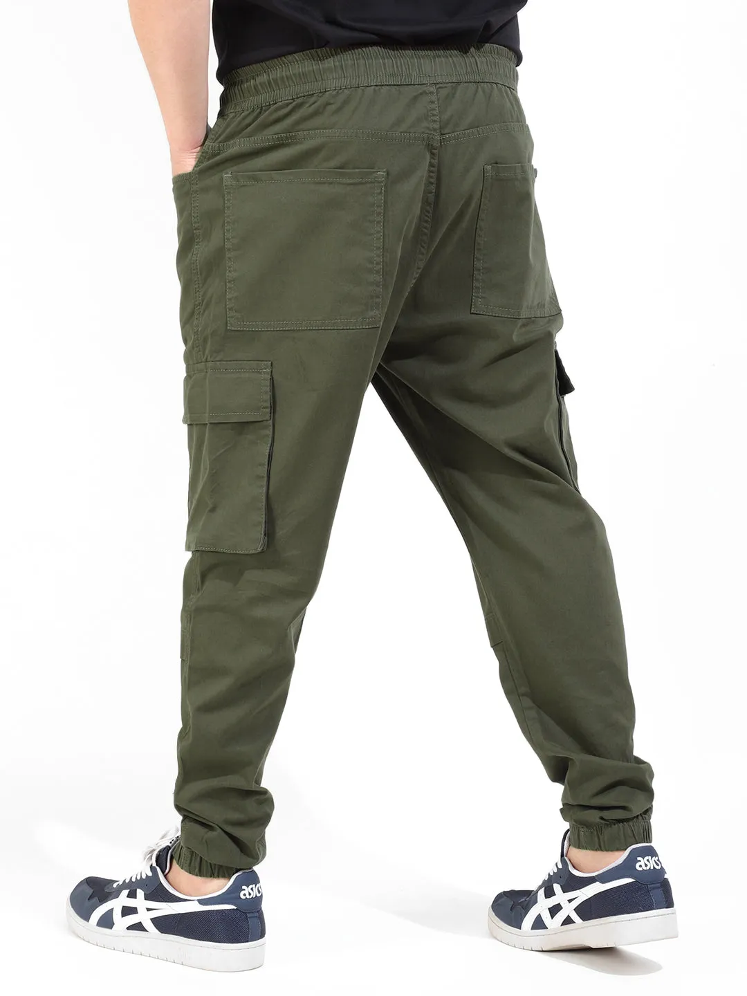 Military Green Cotton Stretch Cargo