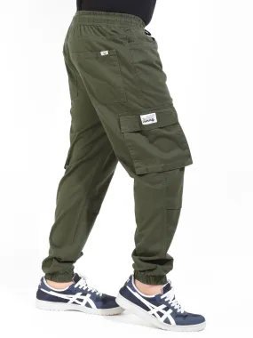 Military Green Cotton Stretch Cargo