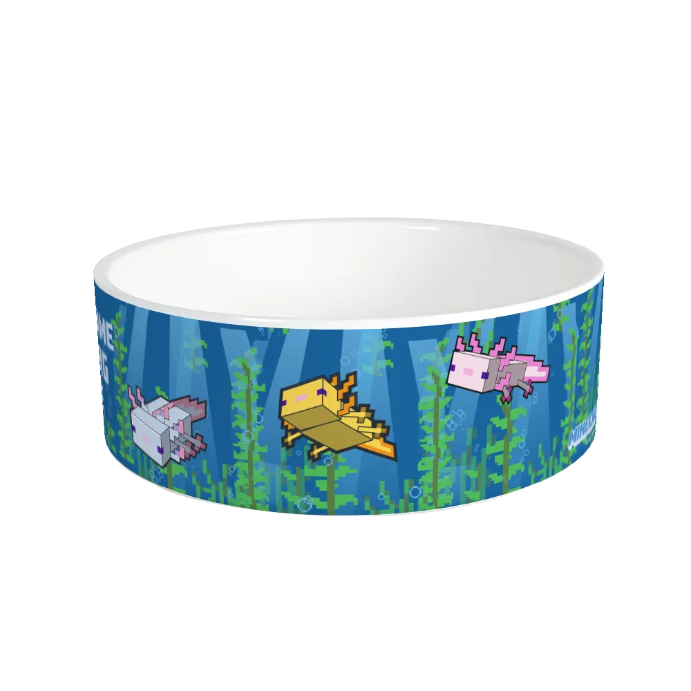 Minecraft Axolotl Feeding Time Personalized Pet Bowl